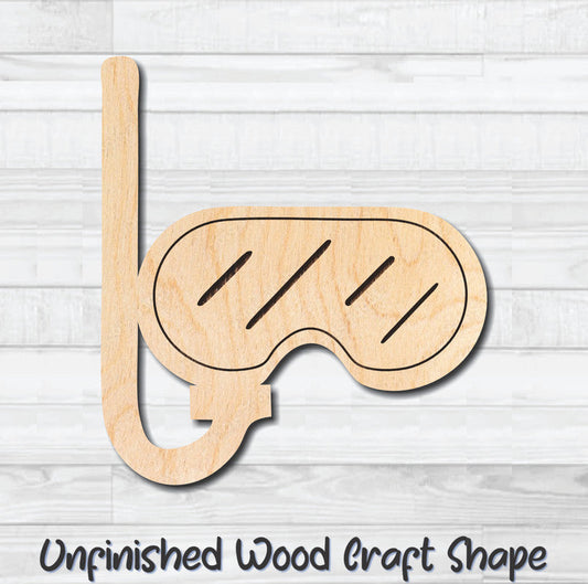 Swim Mask & Snorkel Unfinished Wood Shape Blank Laser Engraved Cut Out Woodcraft Craft Supply