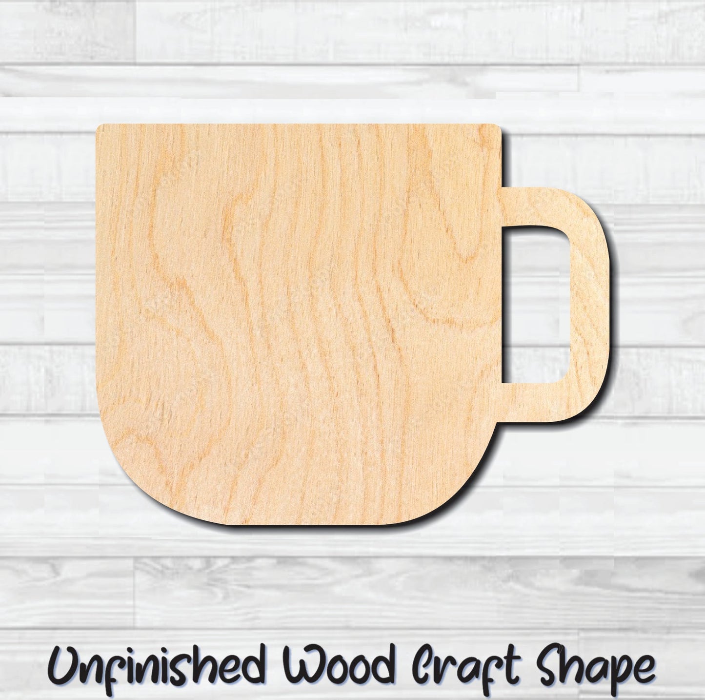 Coffee Tea Cup Mug 1 Unfinished Wood Shape Blank Laser Engraved Cut Out Woodcraft Craft Supply
