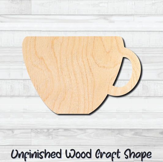 Coffee Tea Cup Mug 2 Unfinished Wood Shape Blank Laser Engraved Cut Out Woodcraft Craft Supply