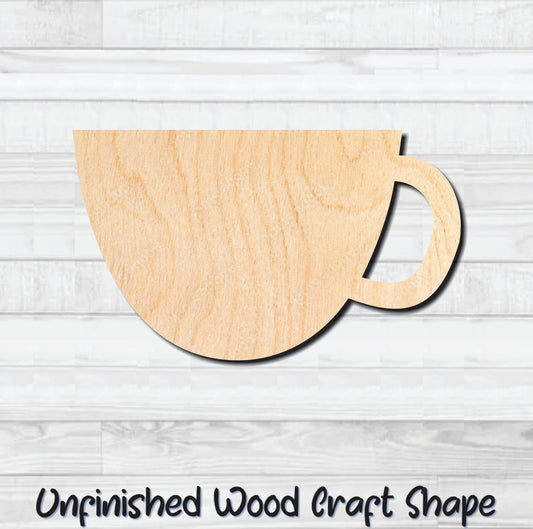 Coffee Tea Cup Mug 7 Unfinished Wood Shape Blank Laser Engraved Cut Out Woodcraft Craft Supply