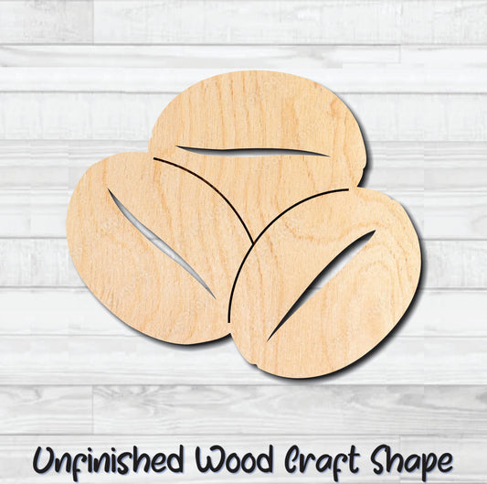 Coffee Beans Expresso Unfinished Wood Shape Blank Laser Engraved Cut Out Woodcraft Craft Supply