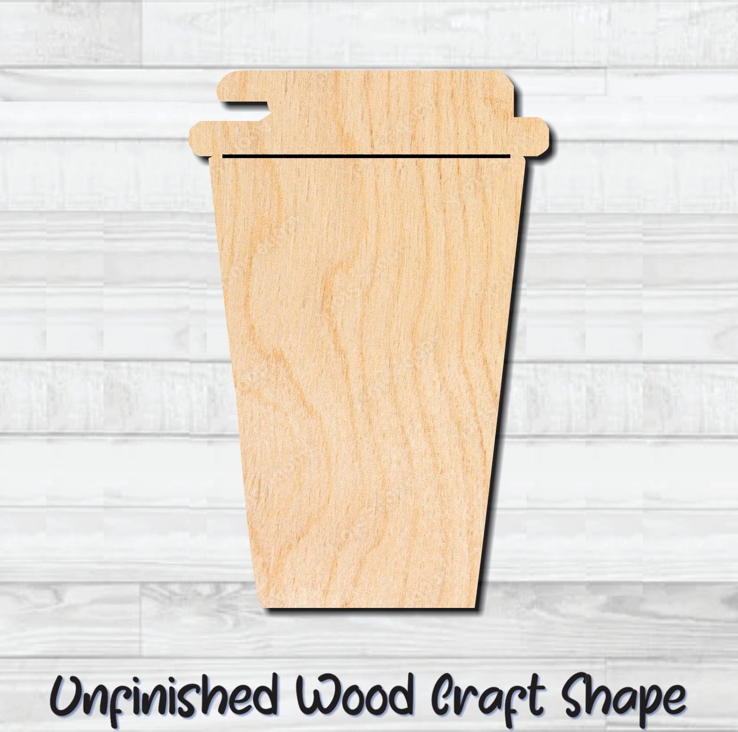 Coffee Take Out Cup Unfinished Wood Shape Blank Laser Engraved Cut Out Woodcraft Craft Supply