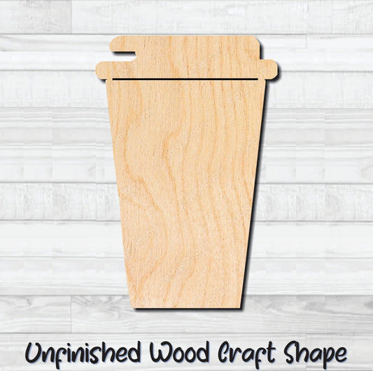 Coffee Take Out Cup Unfinished Wood Shape Blank Laser Engraved Cut Out Woodcraft Craft Supply