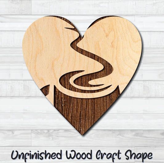 Coffee Tea Badge Heart 1 Unfinished Wood Shape Blank Laser Engraved Cut Out Woodcraft Craft Supply