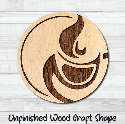 Coffee Tea Badge Round 2 Unfinished Wood Shape Blank Laser Engraved Cut Out Woodcraft Craft Supply
