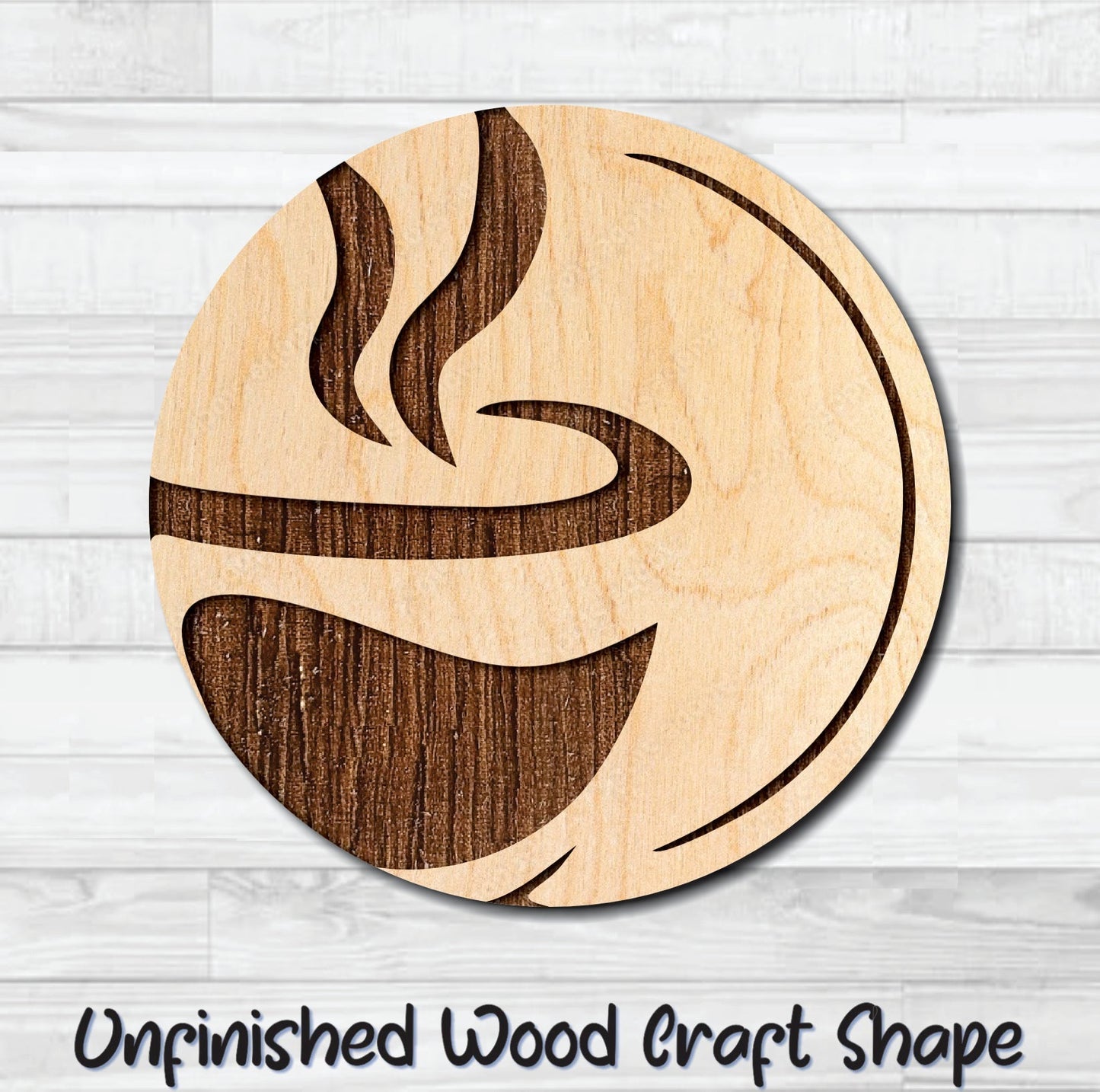 Coffee Tea Badge Round 3 Unfinished Wood Shape Blank Laser Engraved Cut Out Woodcraft Craft Supply