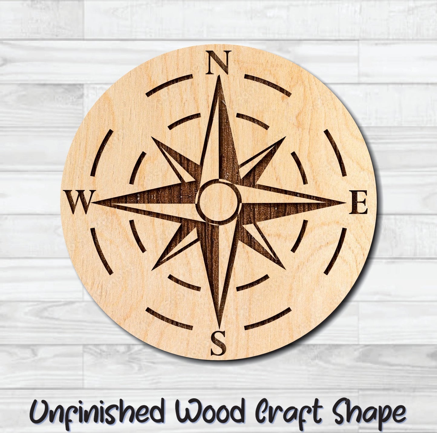Compass Nautical 3 Unfinished Wood Shape Blank Laser Engraved Cut Out Woodcraft Craft Supply