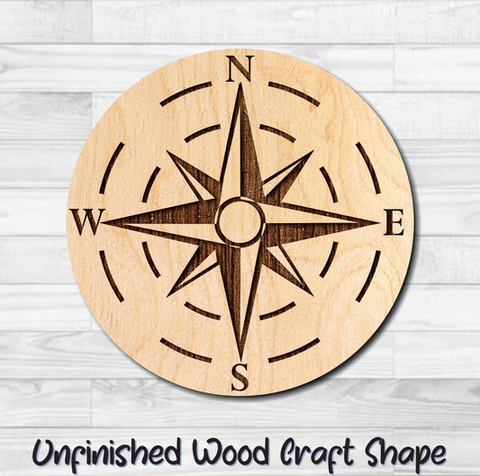 Compass Nautical 3 Unfinished Wood Shape Blank Laser Engraved Cut Out Woodcraft Craft Supply