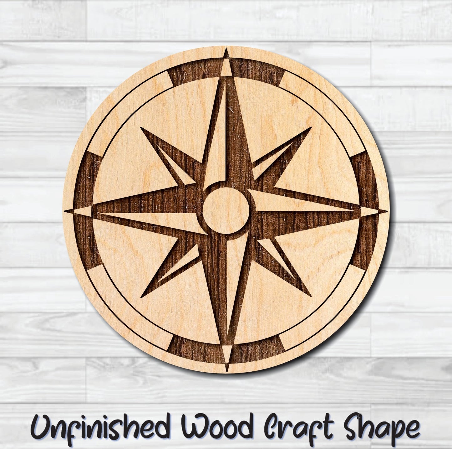 Compass Nautical 4 Unfinished Wood Shape Blank Laser Engraved Cut Out Woodcraft Craft Supply