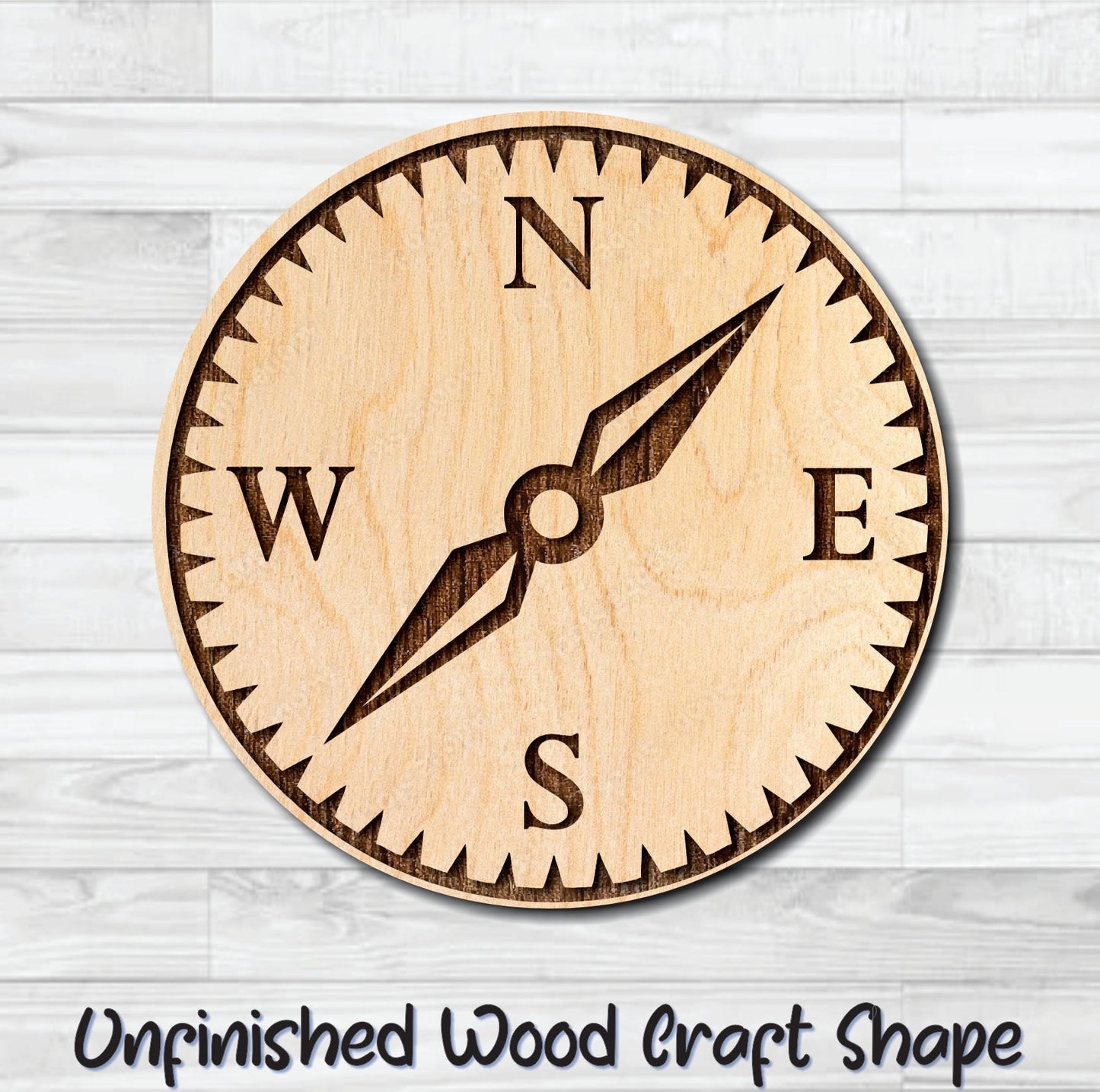 Compass Nautical 6 Unfinished Wood Shape Blank Laser Engraved Cut Out Woodcraft Craft Supply