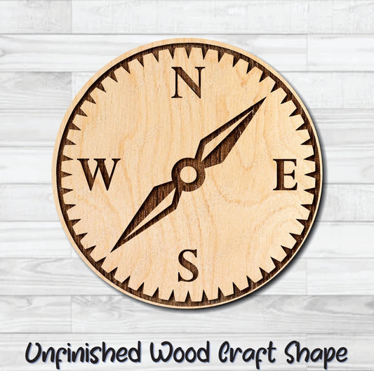 Compass Nautical 6 Unfinished Wood Shape Blank Laser Engraved Cut Out Woodcraft Craft Supply
