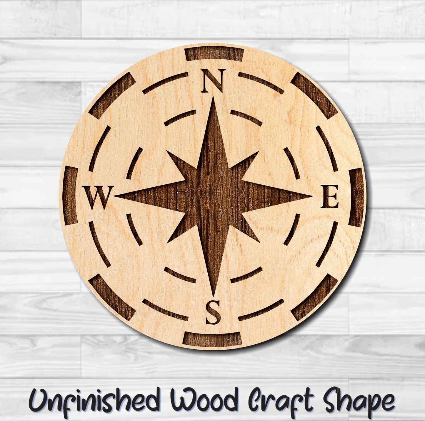 Compass Nautical 9 Unfinished Wood Shape Blank Laser Engraved Cut Out Woodcraft Craft Supply