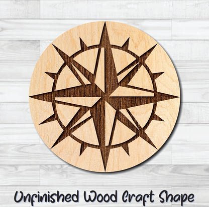 Compass Nautical 11 Unfinished Wood Shape Blank Laser Engraved Cut Out Woodcraft Craft Supply