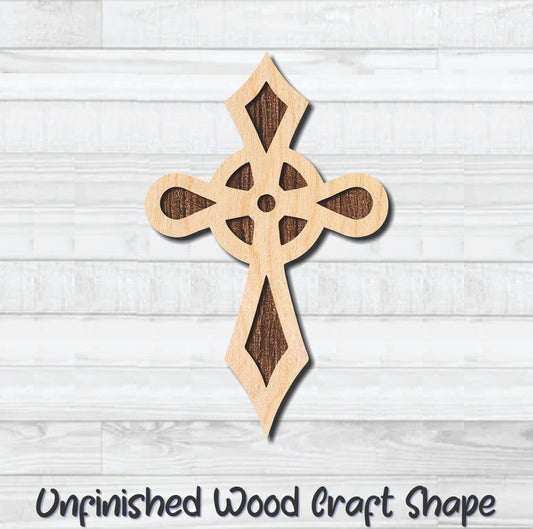 Cross Christian Religion 2 Unfinished Wood Shape Blank Laser Engraved Cutout Woodcraft Craft Supply