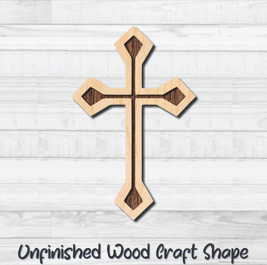 Cross Christian Religion 3 Unfinished Wood Shape Blank Laser Engraved Cutout Woodcraft Craft Supply