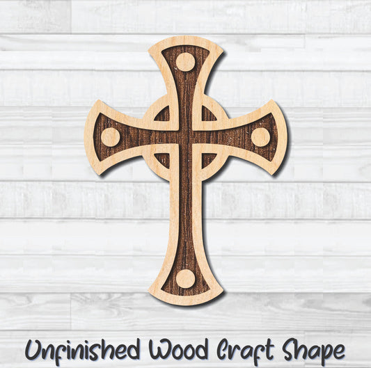Cross Christian Religion 4 Unfinished Wood Shape Blank Laser Engraved Cutout Woodcraft Craft Supply