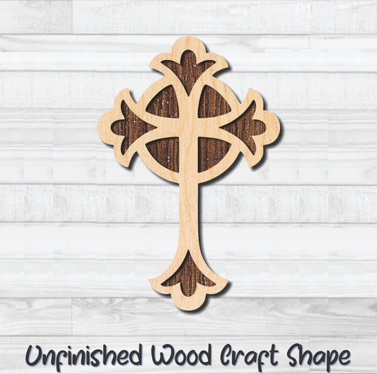 Cross Christian Religion 5 Unfinished Wood Shape Blank Laser Engraved Cutout Woodcraft Craft Supply
