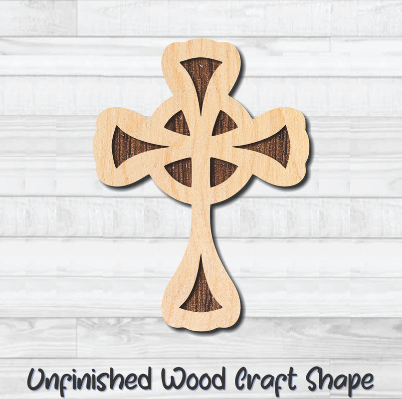 Cross Christian Religion 7 Unfinished Wood Shape Blank Laser Engraved Cutout Woodcraft Craft Supply