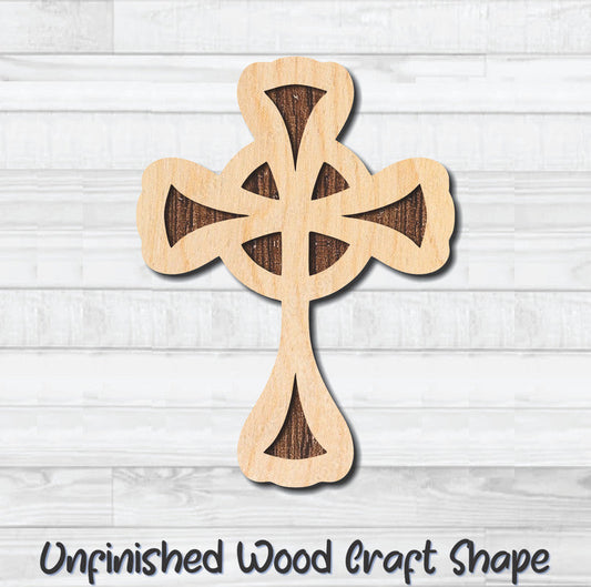 Cross Christian Religion 7 Unfinished Wood Shape Blank Laser Engraved Cutout Woodcraft Craft Supply