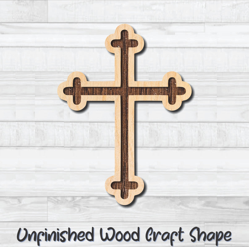 Cross Christian Religion 9 Unfinished Wood Shape Blank Laser Engraved Cutout Woodcraft Craft Supply