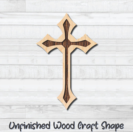 Cross Christian Religion 12 Unfinished Wood Shape Blank Laser Engraved Cutout Woodcraft Craft Supply