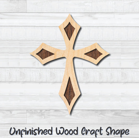 Cross Christian Religion 15 Unfinished Wood Shape Blank Laser Engraved Cutout Woodcraft Craft Supply
