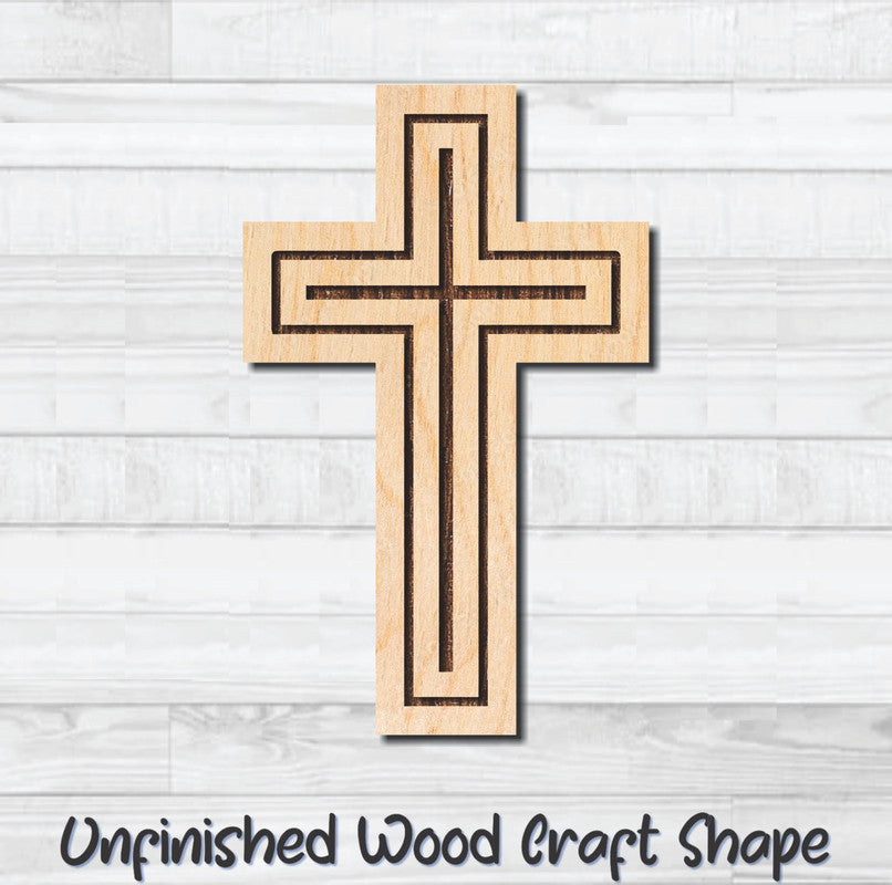 Cross Christian Religion 16 Unfinished Wood Shape Blank Laser Engraved Cutout Woodcraft Craft Supply