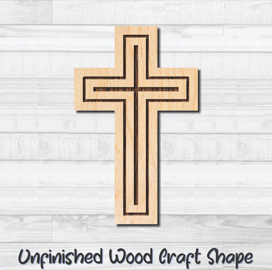 Cross Christian Religion 16 Unfinished Wood Shape Blank Laser Engraved Cutout Woodcraft Craft Supply