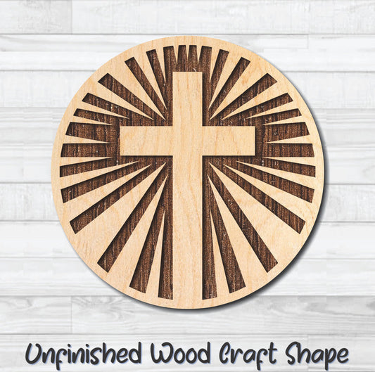 Cross Coaster Christian Religion Unfinished Wood Shape Blank Laser Engraved Cutout Woodcraft Craft Supply