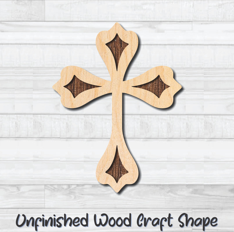 Cross Christian Religion 17 Unfinished Wood Shape Blank Laser Engraved Cutout Woodcraft Craft Supply