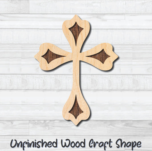Cross Christian Religion 17 Unfinished Wood Shape Blank Laser Engraved Cutout Woodcraft Craft Supply