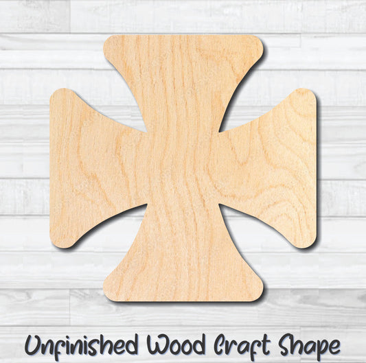 Maltese Cross 1 Firefighter Unfinished Wood Shape Blank Laser Engraved Cutout Woodcraft Craft Supply