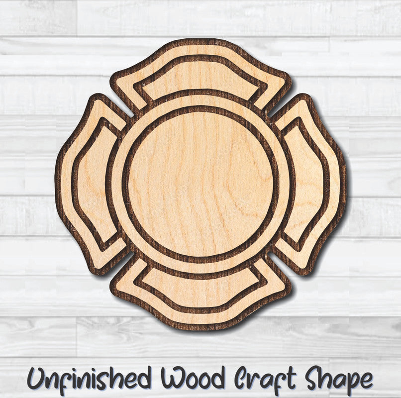 Maltese Cross 11 Firefighter Unfinished Wood Shape Blank Laser Engraved Cutout Woodcraft Craft Supply