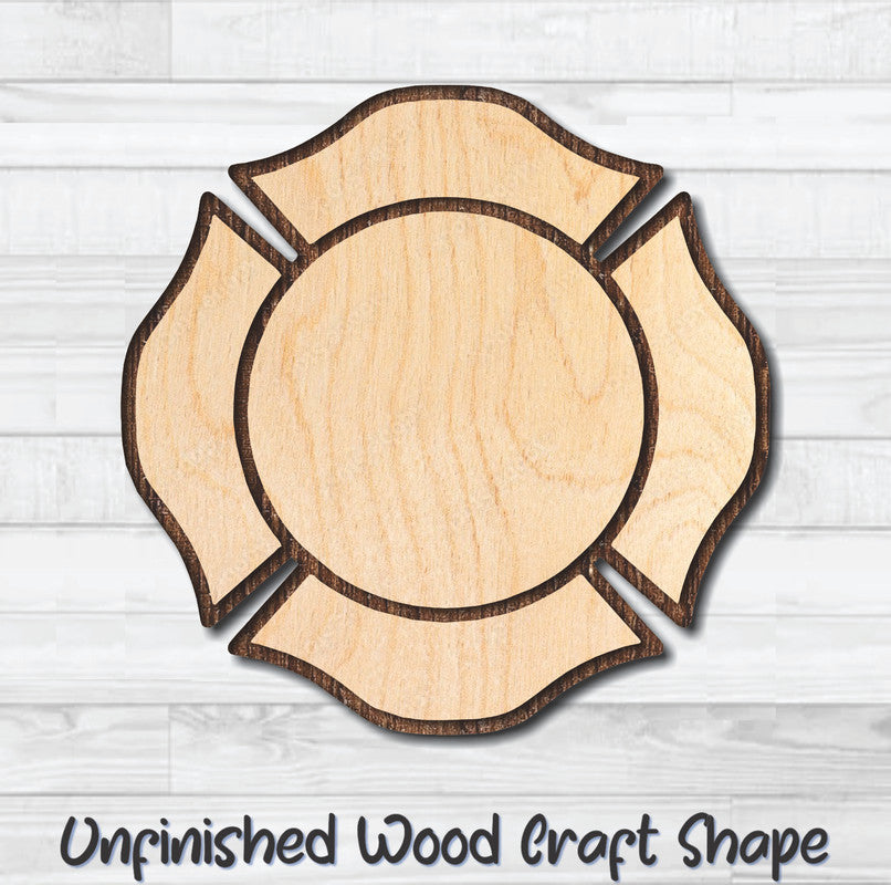 Maltese Cross 12 Firefighter Unfinished Wood Shape Blank Laser Engraved Cutout Woodcraft Craft Supply