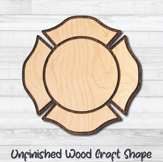 Maltese Cross 12 Firefighter Unfinished Wood Shape Blank Laser Engraved Cutout Woodcraft Craft Supply