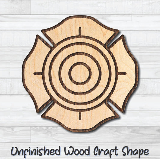Maltese Cross 13 Firefighter Unfinished Wood Shape Blank Laser Engraved Cutout Woodcraft Craft Supply