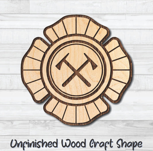 Maltese Cross 14 Ax Firefighter Unfinished Wood Shape Blank Laser Engraved Cutout Woodcraft Craft Supply