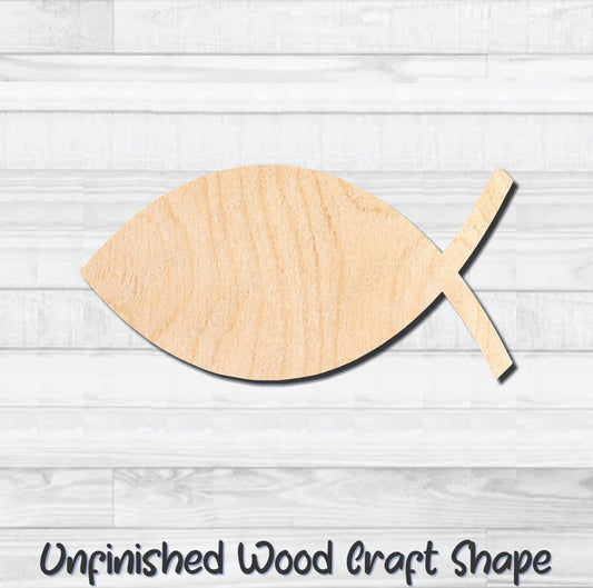 Christian Fish Unfinished Wood Shape Blank Laser Engraved Cutout Woodcraft Craft Supply