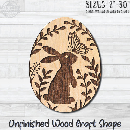 Easter Egg Bunny 1 Unfinished Wood Shape Blank Laser Engraved Cutout Woodcraft Craft Supply