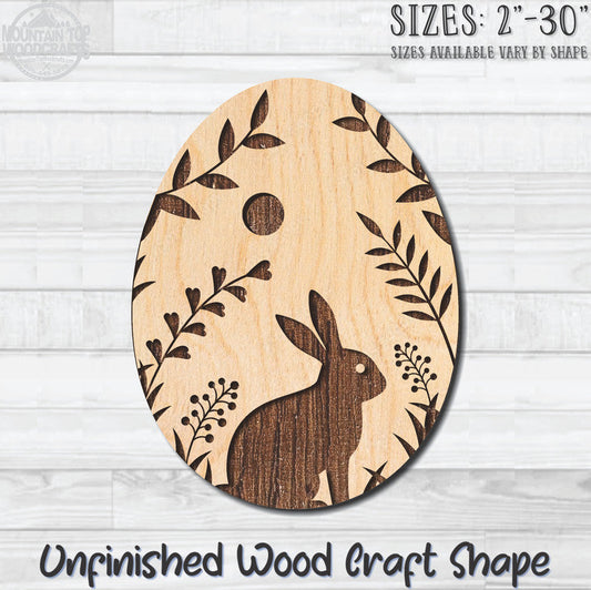 Easter Egg Bunny 2 Unfinished Wood Shape Blank Laser Engraved Cutout Woodcraft Craft Supply