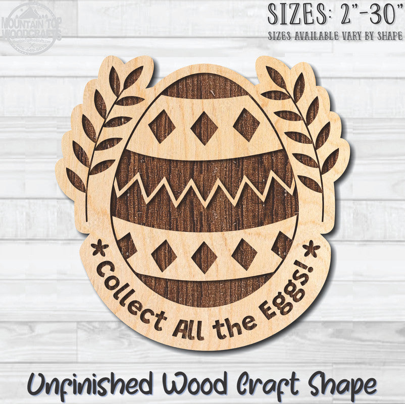 Collect All The Eggs Easter Unfinished Wood Shape Blank Laser Engraved Cutout Woodcraft Craft Supply