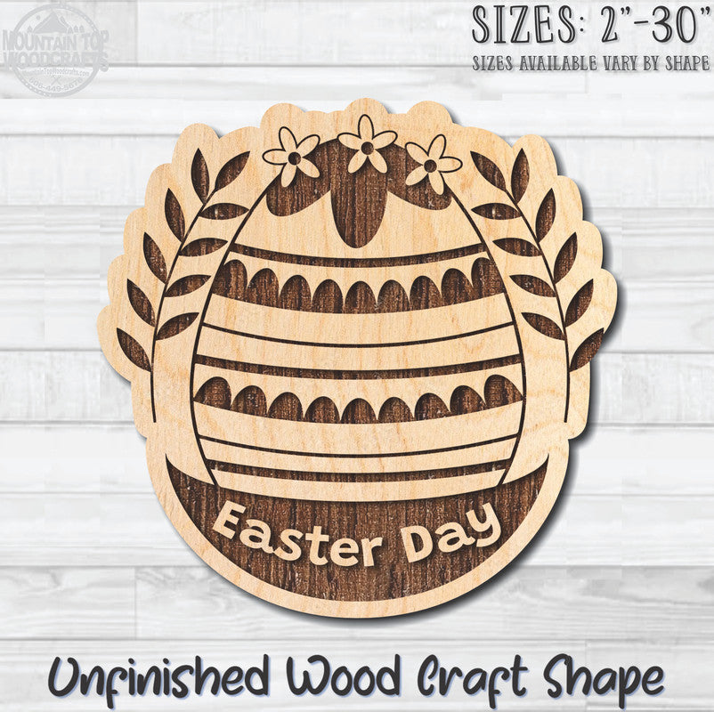 Easter Day Egg Unfinished Wood Shape Blank Laser Engraved Cutout Woodcraft Craft Supply