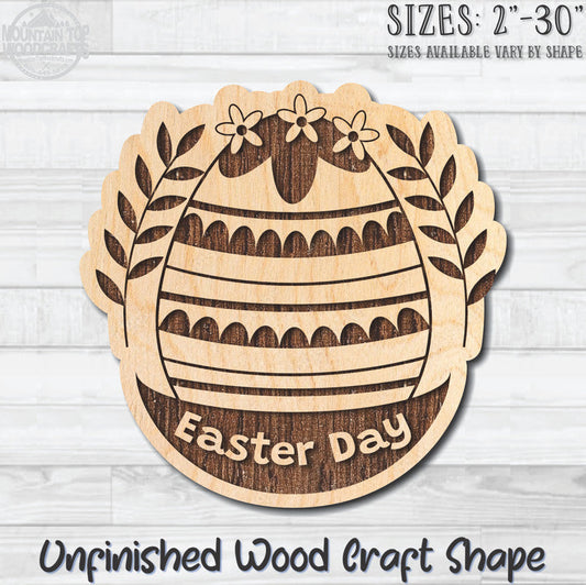 Easter Day Egg Unfinished Wood Shape Blank Laser Engraved Cutout Woodcraft Craft Supply