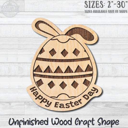 Happy Easter Day Egg Unfinished Wood Shape Blank Laser Engraved Cutout Woodcraft Craft Supply