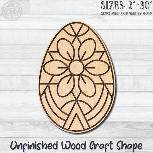 Floral Coloring Easter Egg 4 Unfinished Wood Shape Blank Laser Engraved Cutout Woodcraft Craft Supply