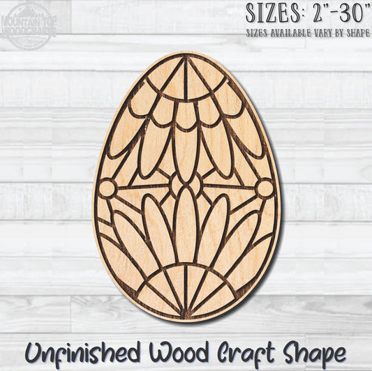Floral Coloring Easter Egg 6 Unfinished Wood Shape Blank Laser Engraved Cutout Woodcraft Craft Supply