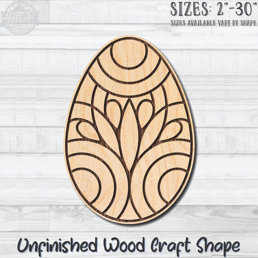 Floral Coloring Easter Egg 7 Unfinished Wood Shape Blank Laser Engraved Cutout Woodcraft Craft Supply