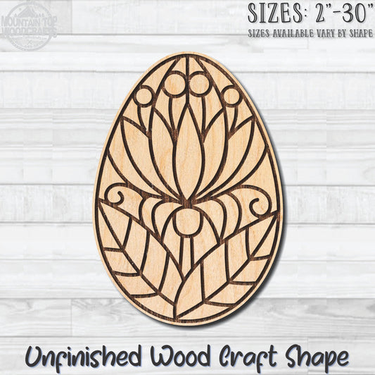 Floral Coloring Easter Egg 8 Unfinished Wood Shape Blank Laser Engraved Cutout Woodcraft Craft Supply