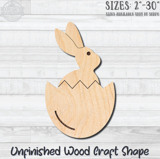 Chocolate Bunny in Egg Unfinished Wood Shape Blank Laser Engraved Cutout Woodcraft Craft Supply