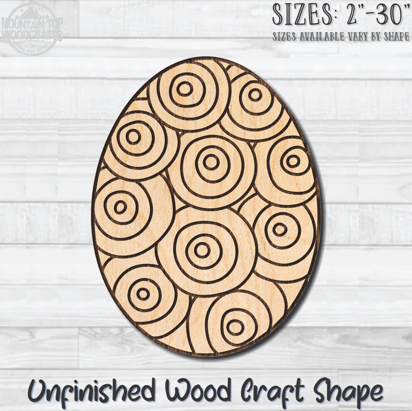 Coloring Easter Egg 2 Unfinished Wood Shape Blank Laser Engraved Cutout Woodcraft Craft Supply